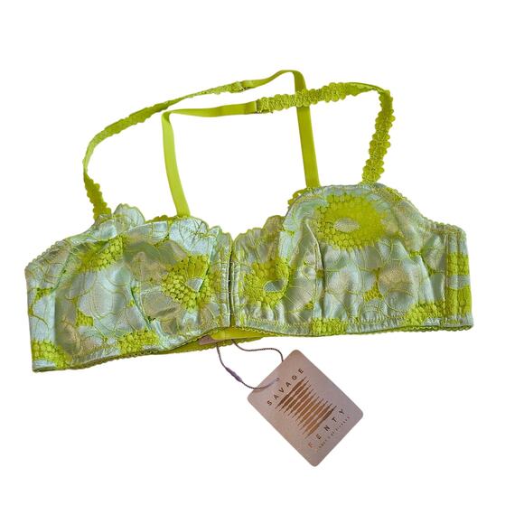 Savage X Fenty Perfect Poppy Lace Bralette Seashell Blue Women's Size Large - Picture 2 of 8